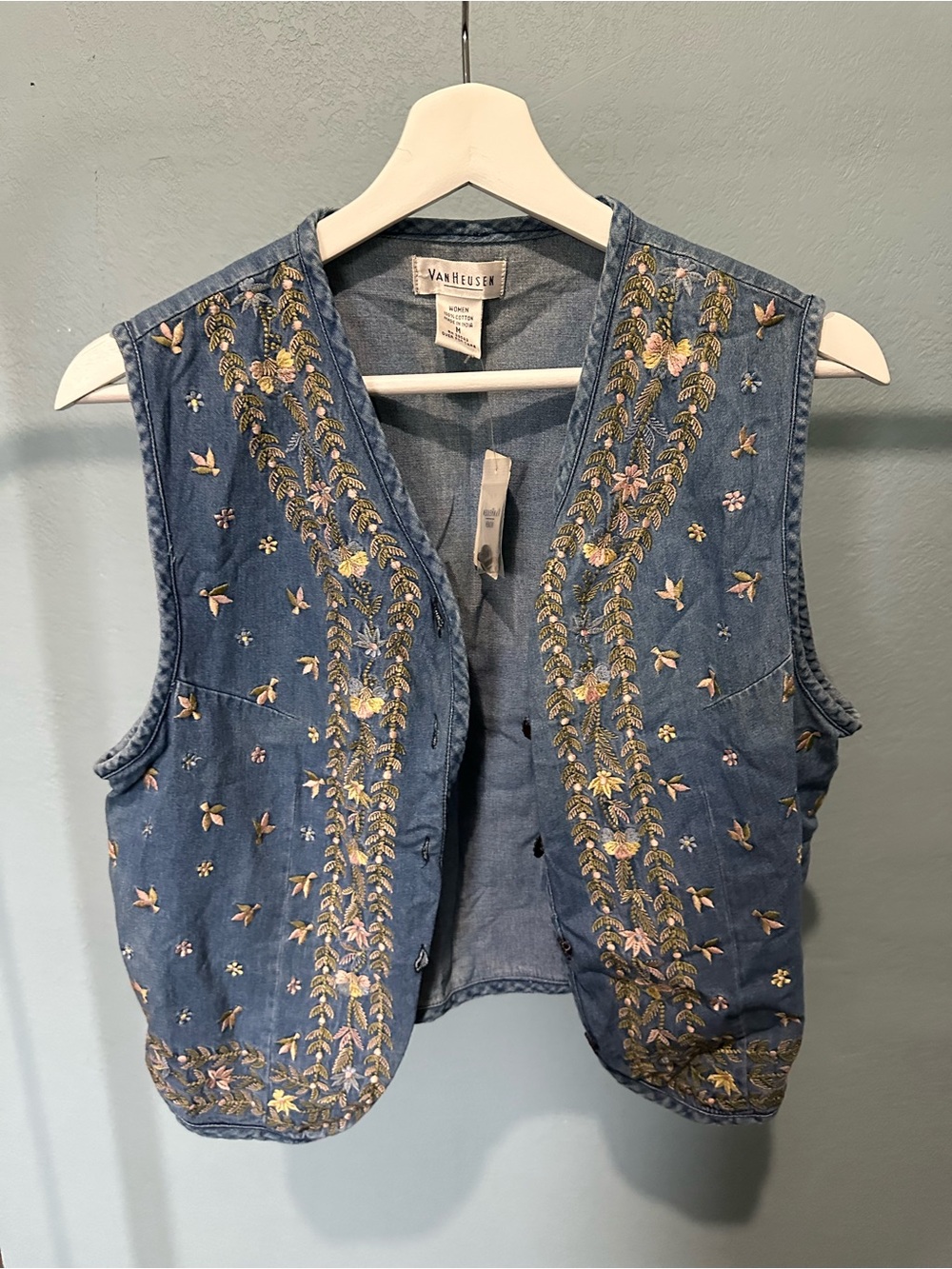 Van Heusen Blue Denim Embroidered Vest